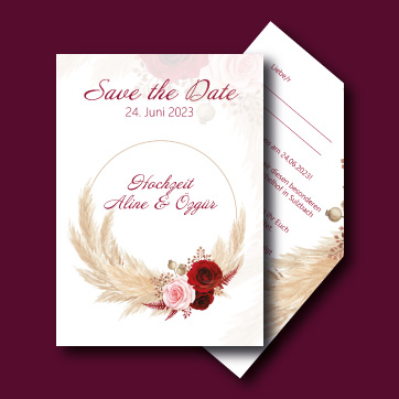 Save the Date Karte für eine Hochzeit im Boho-Style